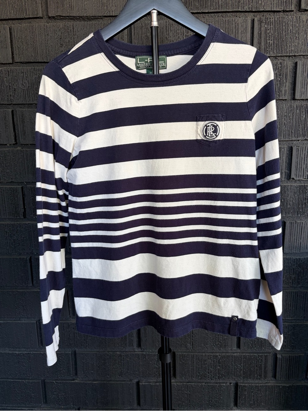 Polo Lauren Ralph Lauren Navy & White Striped Long-Sleeve Shirt